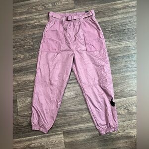 Nike Women's Woven Swoosh Pink / Purple Cargo Pants With Belt NWT Large